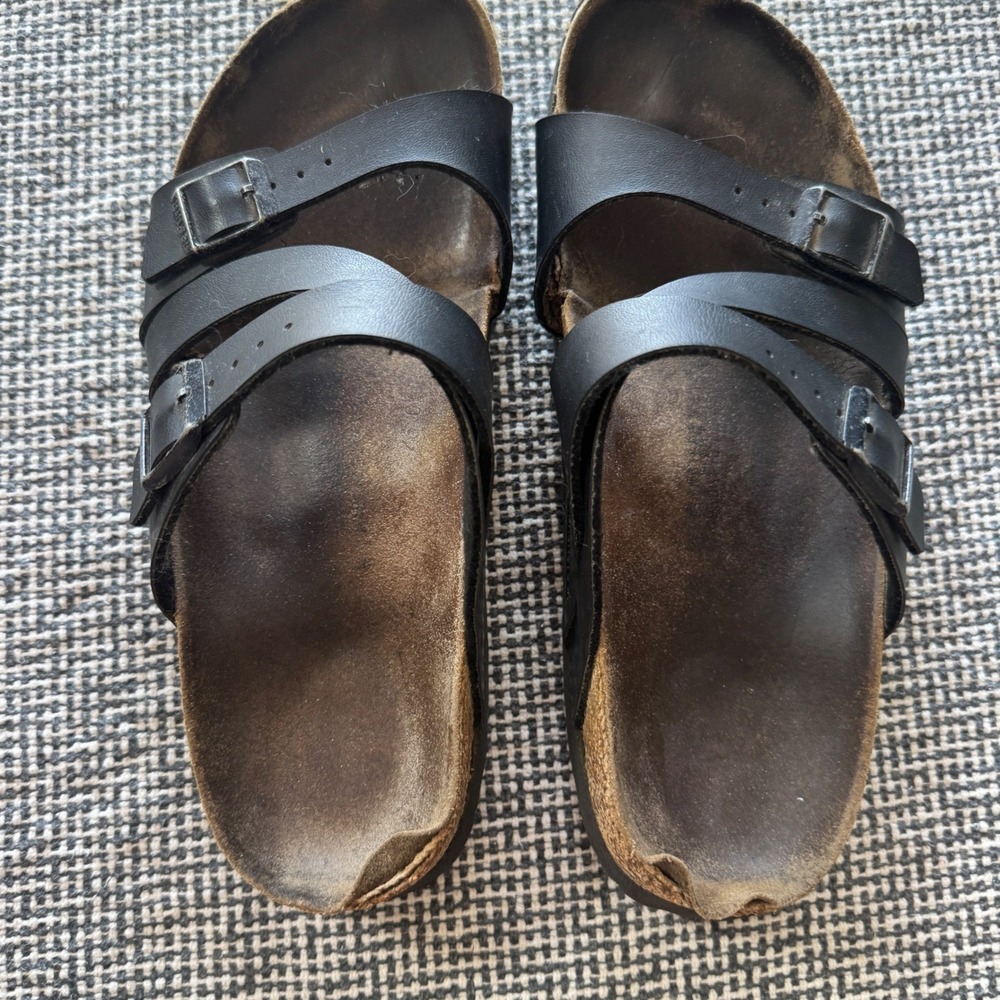 Birkenstock Salina Black Birko-Flor Multi Strap Slide Sandals Women Size 39
